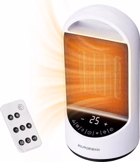 Calefazione elettrica 1500W - Con telecomando - Display LED - 3 modalità di riscaldamento - Timer 24 ore - Protezione multipla - Adatto per camera da letto, soggiorno e ufficio