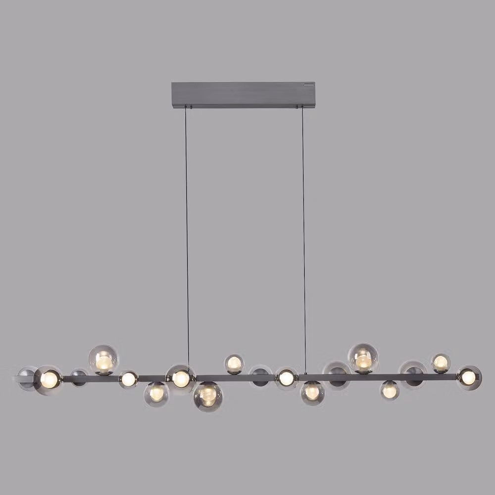 Lampada a sospensione a LED PAUL NEUHAUS PURE E-Popup, grigia, regolabile in altezza elettricamente, dimmerabile 2200–5000 K