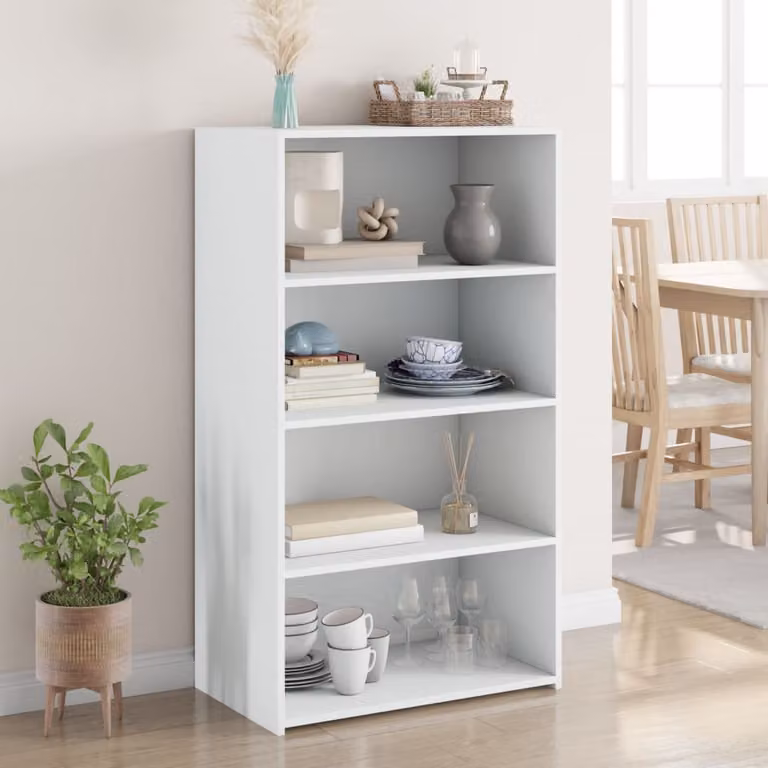 Credenza moderna vidaXL bianca in legno multistrato e MDF con ripiani interni, L 70 cm x P 41 cm x H 124 cm