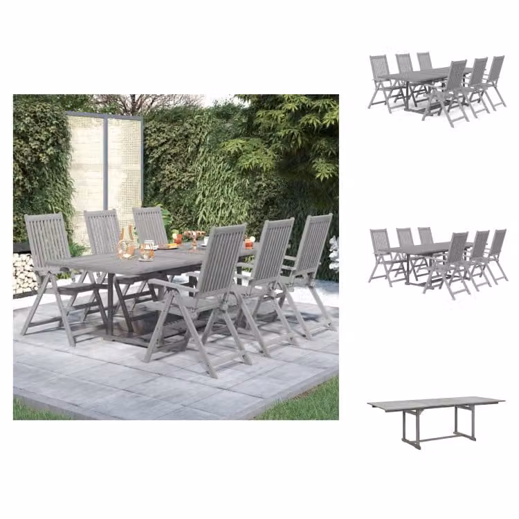 vidaXL Set da pranzo da giardino 7 pezzi in legno massiccio di acacia - Set di mobili da giardino