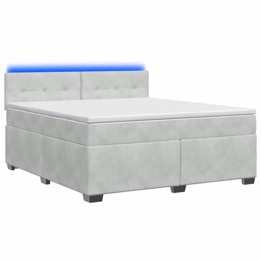 Letto Box Spring vidaXL con Materasso a Molle Insacchettate e Illuminazione LED, Velluto Grigio, 140 x 200 cm – 2