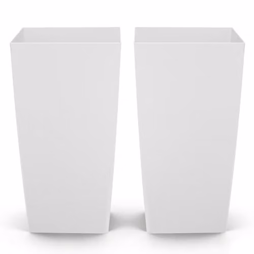 VEVOR Set di Fioriera Alta per Piante Fiori 2 pezzi, Fioriera Altezza 75 cm da Interno Esterno Cortile Giardino Ingresso con Fori di Drenaggio, Materiale in Plastica, Forma Conica Quadrata, Bianco