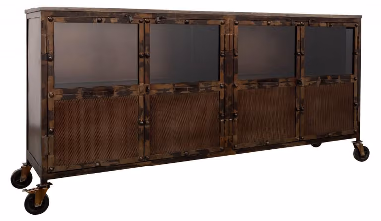 MASSIVMOEBEL24 | credenza in legno di Mango 180x40x90 marrone laccato HEAVY INDUSTRY #215