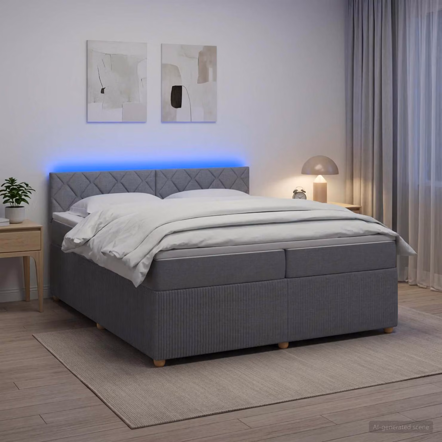 Maison Exclusive - Letto boxspring con materasso Grigio chiaro 200 x 200 cm Tessuto