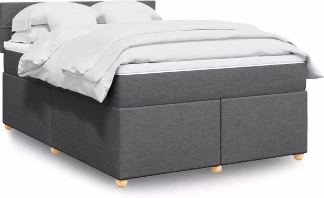 Letto Ibrido vidaXL con Materasso Grigio e Bianco, Struttura in Legno di Pino e Tessuto, con Illuminazione Sotto il Letto e Porta USB, L/P/H: 140 x 190 cm