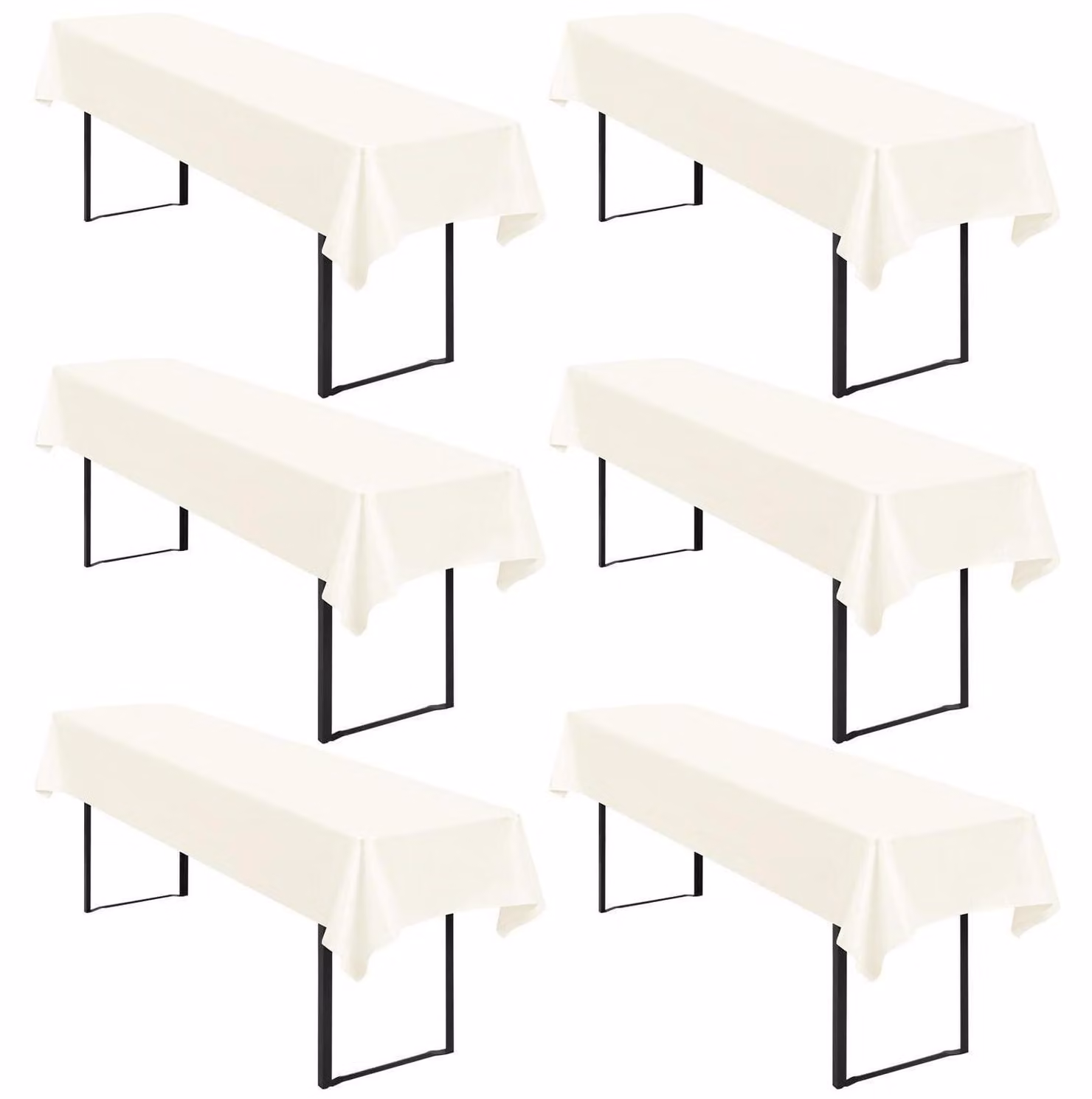 Tovaglia per birreria, set da 6 pezzi, color avorio, 100 x 250 cm, in poliestere, impermeabile