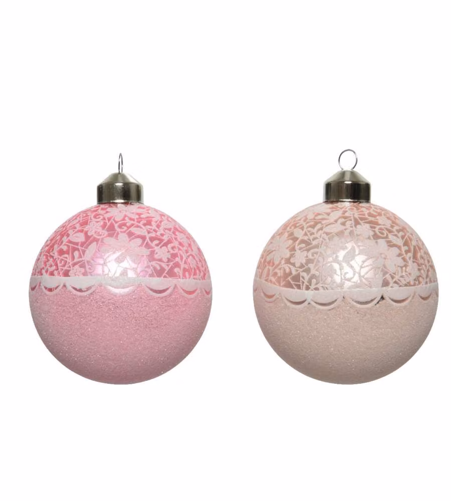 Sfera 8cm varianti rosa e glitter