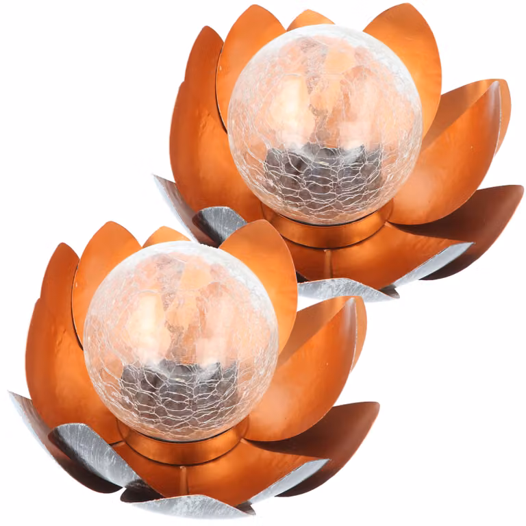 Incantevole duetto di fiori di loto solari, decorazione di luci da giardino LED solari a fiore di loto