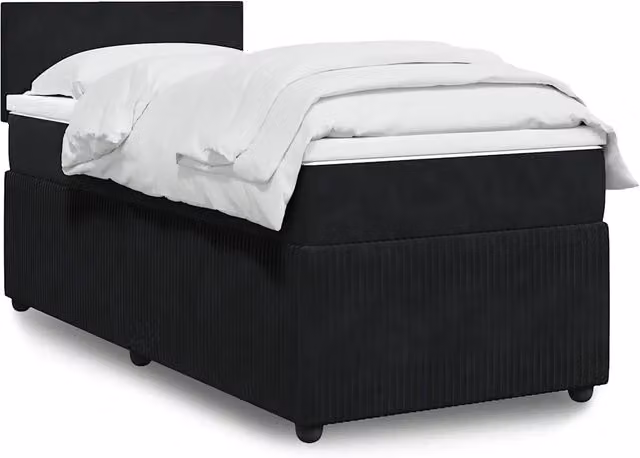 Letto Ibrido con Giroletto a Molle e Materasso vidaXL in Velluto Nero e Bianco L/P/H: 90 x 200 cm