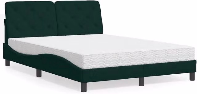 Letto moderno con materasso in velluto verde e bianco vidaXL L/P: 140 x 200 cm