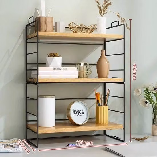 Organizzatore per scrivania multifunzionale a 3 livelli con più compartimenti, modello 3-laags, in plastica e metallo, disponibile in nero o marrone, L: 46,0 cm, P: 16,5 cm, H: 37,0 cm