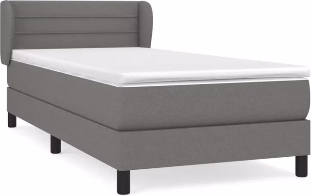 Letto singolo | Letto per adulti | Giroletto a Molle con Materasso Grigio Scuro 90x200 cm Tessuto