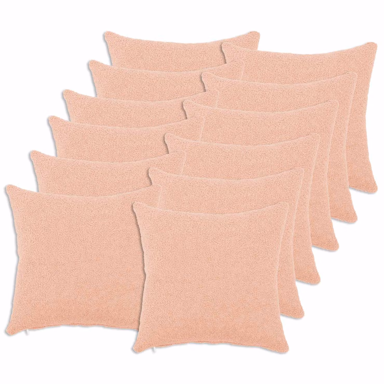Set di 12 federe vidaXL HEERLEN rosa in tessuto bouclé, forma quadrata, 45 x 45 cm