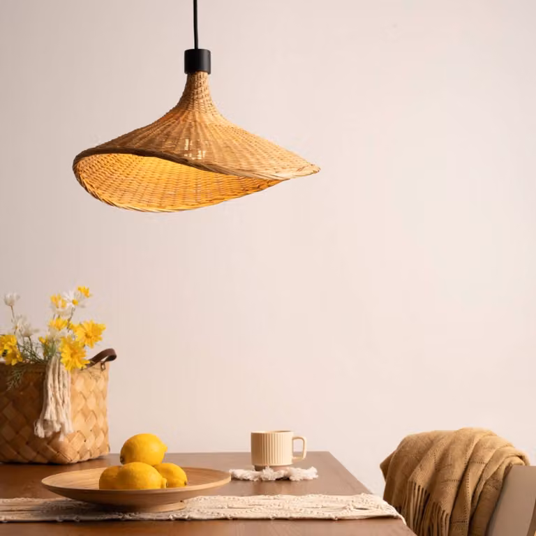 Pauleen Lampada a sospensione Boho Soul, dimmerabile, Legno chiaro, Soggiorno / Sala da pranzo, bambù, Scandinavo, Lampada a sospensione