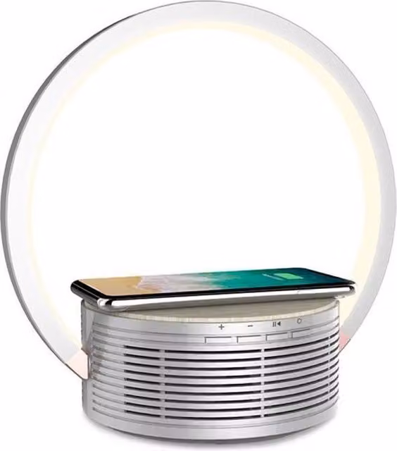 Lampada da tavolo LED multifunzione Majestic con altoparlante Bluetooth 5.1 e ricarica wireless 10W colore Bianco – 1