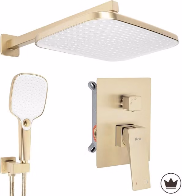Set Doccia Da Incasso Rea Joe Brush Gold + Box