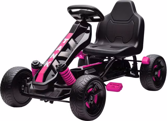 Go-kart a pedali per bambini da esterno 100 x 59 x 60,5 cm ruota libera freno retromarcia sicuro design moderno in plastica rosa 21_0000618