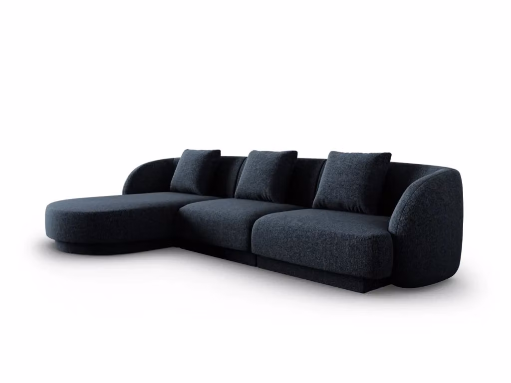 Divano angolare sinistro Tulum Cosmopolitan Design a 4 posti in ciniglia blu reale L 255 x P 70 x H 99 cm – 2