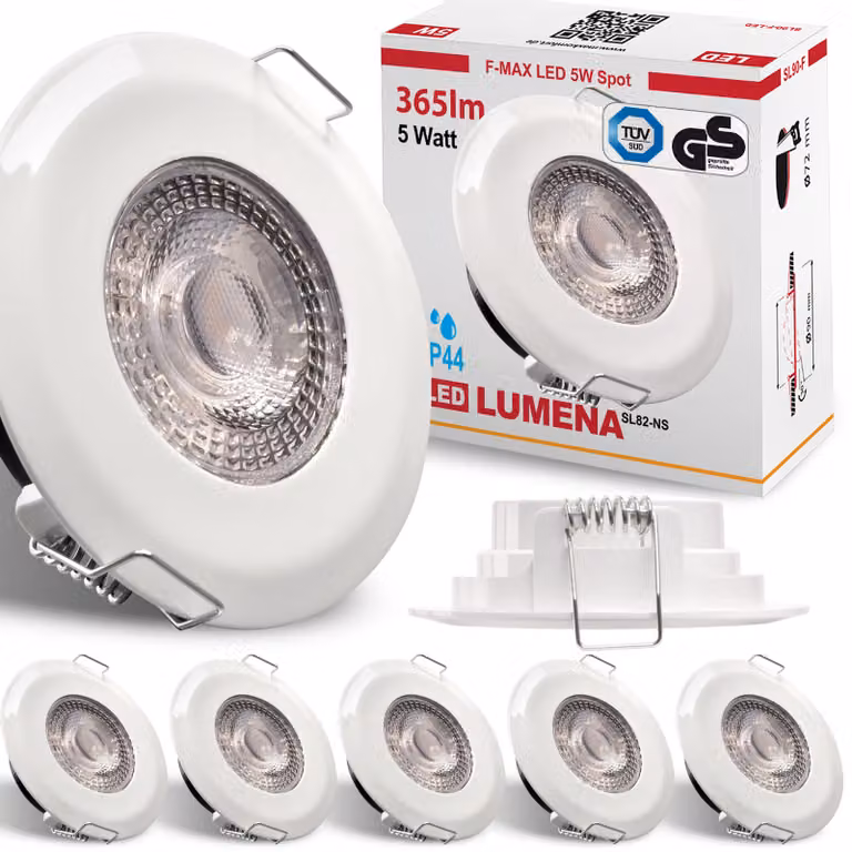 6x LED faretto da incasso per bagno ultrapiatto 5 watt bianco 230V rotondo bianco caldo Faretto da soffitto IP44 Faretto da soffitto Lumena SL82-NS