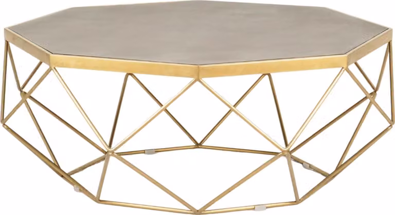 FURNLUX Tavolino Glamour Concrete And Gold 106cm / Colore principale: Oro / Dimensioni: 106 x 40 x 106 cm