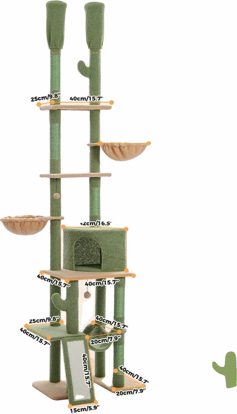 Albero per gatti, altezza regolabile, design multifunzionale, AMT0221GN, XL