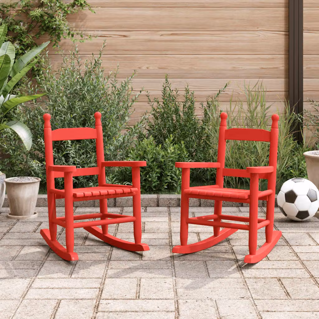 Set di 2 sedie a dondolo per bambini vidaXL in legno di pioppo massello rosso laccato