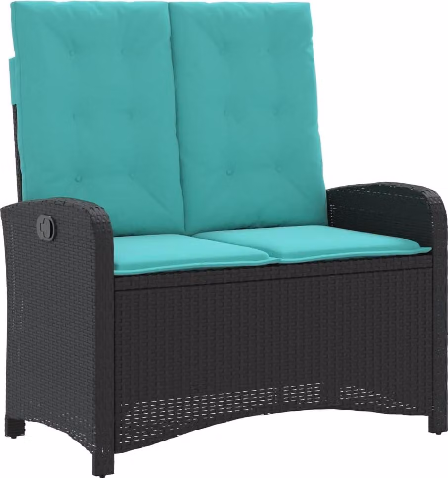 vidaXL Panchina da giardino regolabile con cuscini in Poly Rattan nero
