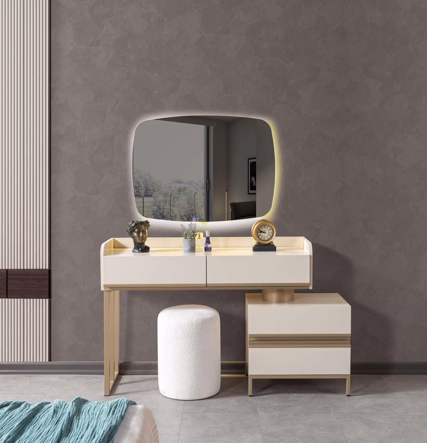 Schminktisch mit Spiegel modern Holz Kosmetiktisch Schlafzimmer