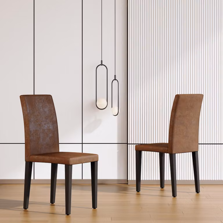 Set di 2 sedie da pranzo, rivestite in tessuto a rete, con gambe in metallo, design moderno, adatte per la sala da pranzo/il soggiorno (marrone e nero)
