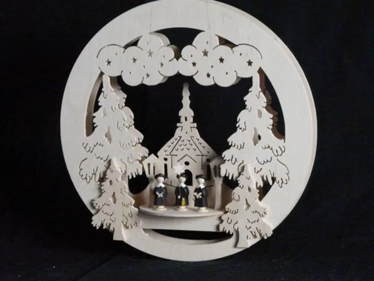 Decorazione per finestra a forma di casa con Babbo Natale e illuminazione. Dimensioni: 32x32x4 cm. Nuova