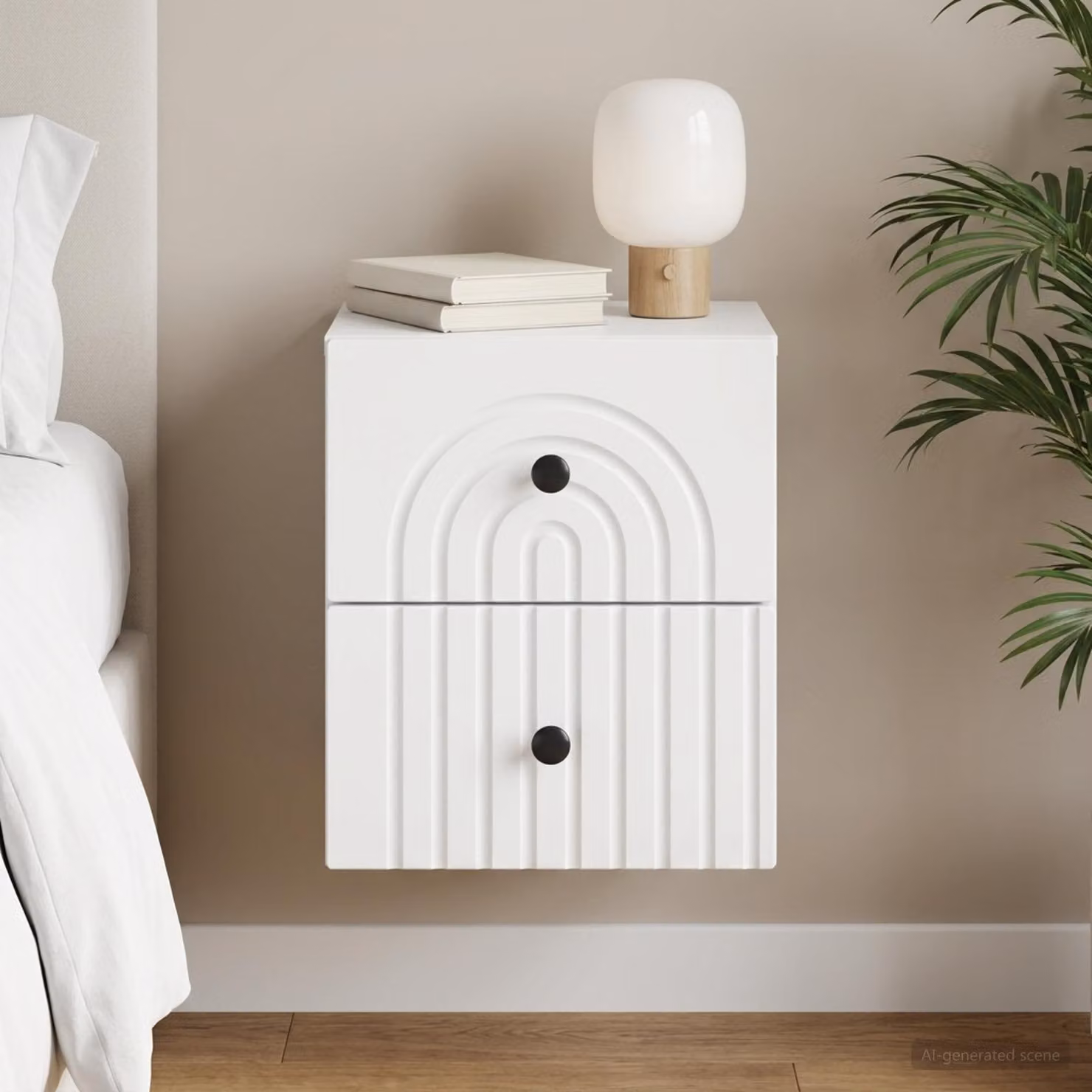vidaXL Mobiletto da notte sospeso con cassetto Bianco L: 33 cm, P: 34,5 cm, H: 40 cm
