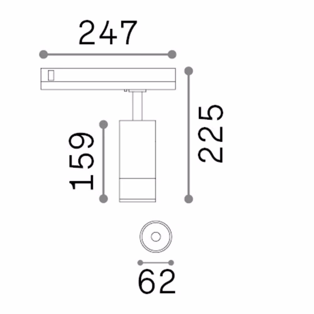 Proiettore a binario cilindrico Ideal Lux Dali Eos in alluminio e plastica nero con LED da 15W 3000K luce calda, regolabile e dimmabile – 2