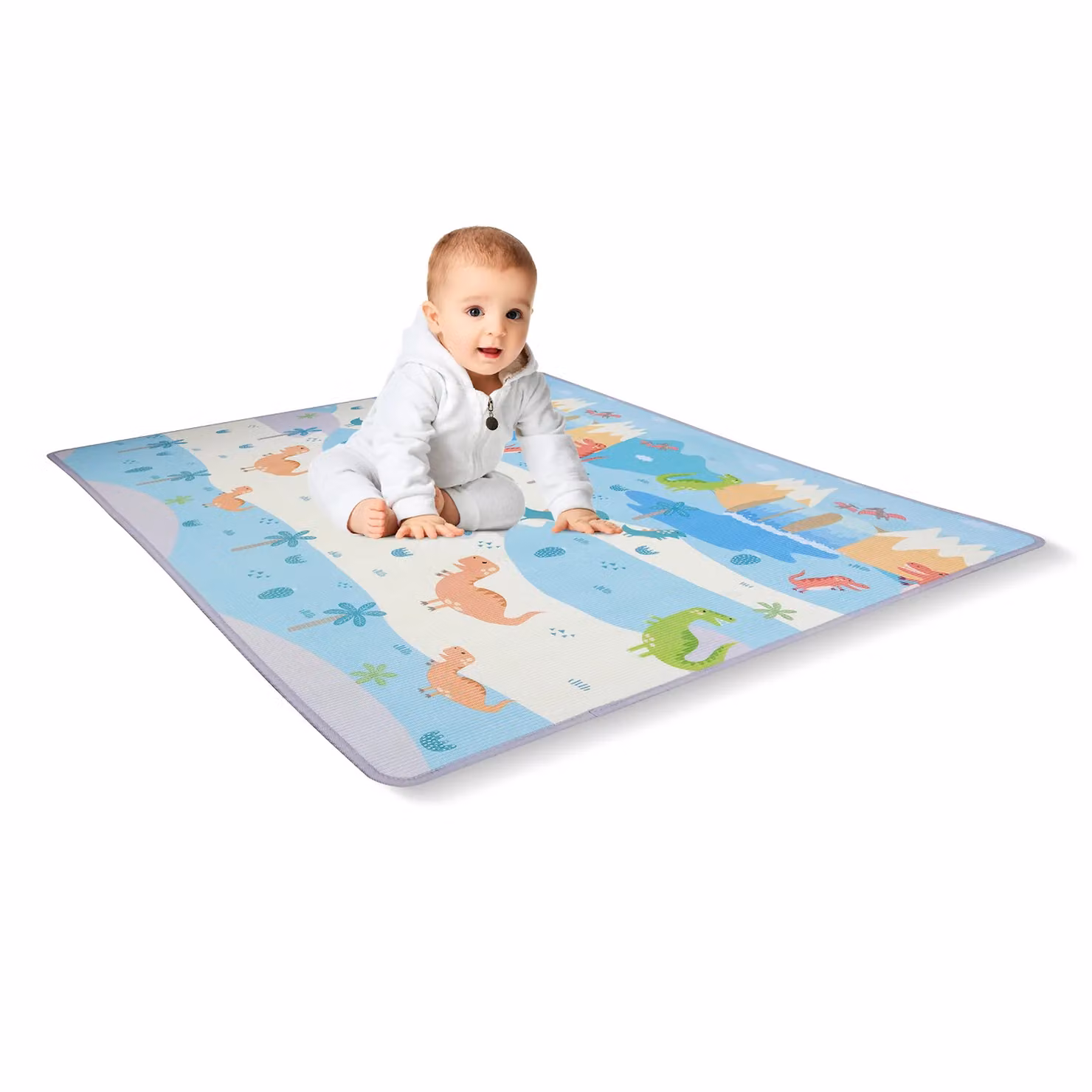 TU GIOCHI Tappetino Reversibile Multicolore per Bambini con Motivi Animali e Veicoli L: 200 cm, P: 150 cm