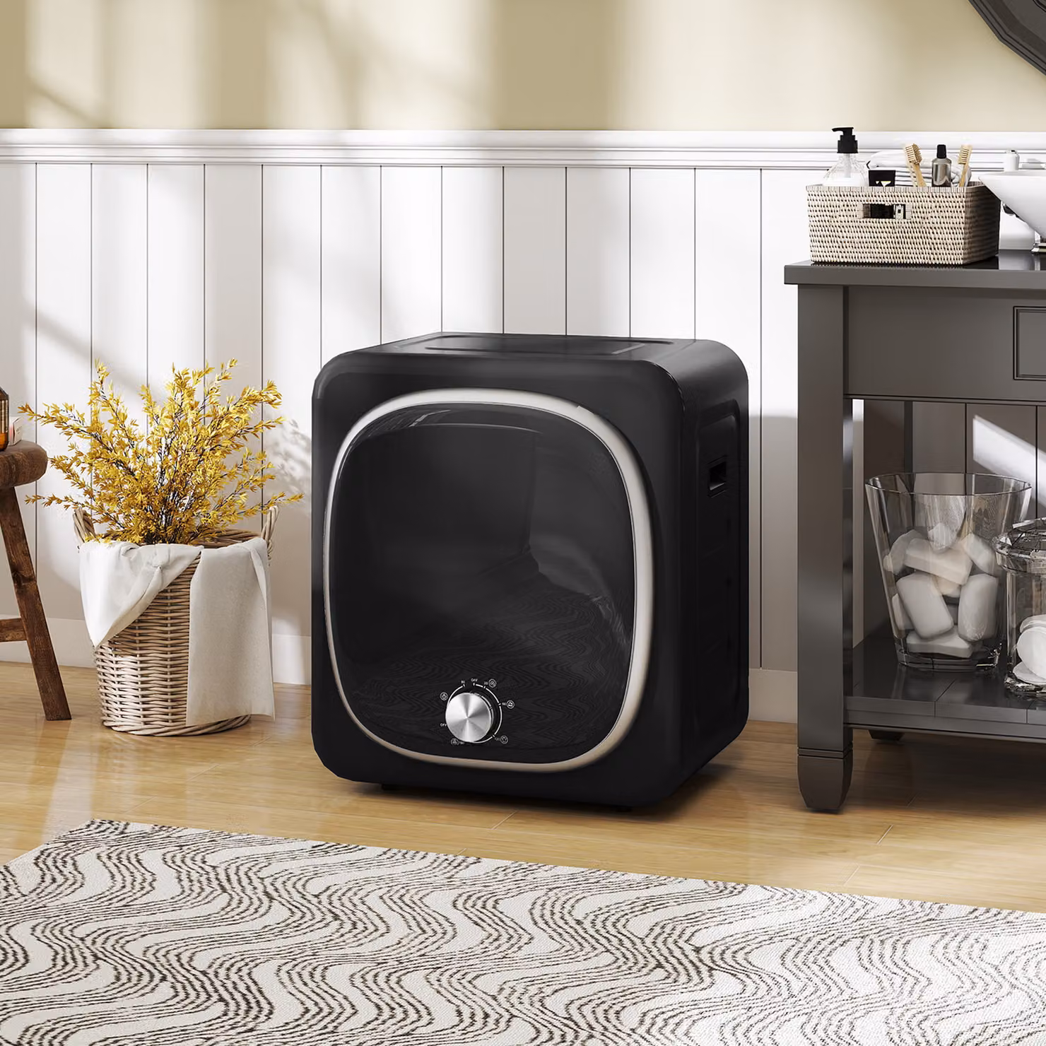 Asciugatrice a Condensa Elettrica HOMCOM 800 W con Carica Frontale, Cesto in Acciaio Inossidabile, Colore Nero, Capacità 4 Kg – 2