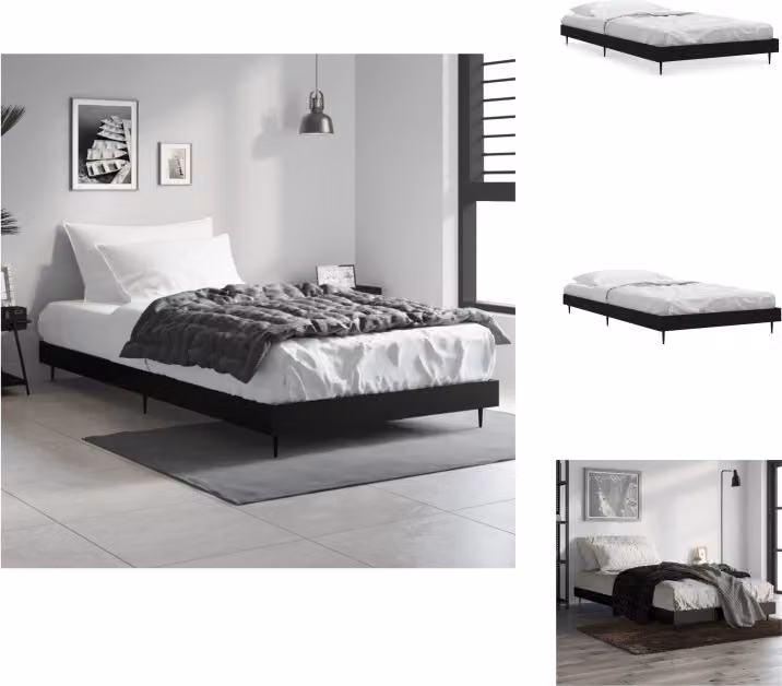 vidaXL Struttura letto nera 90x200 cm in legno - Letti e strutture letto