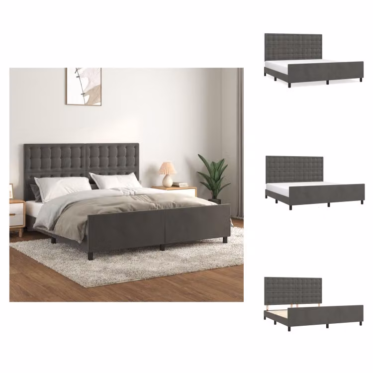 vidaXL Letto con testiera in velluto grigio scuro 160x200 cm - Letti & Reti