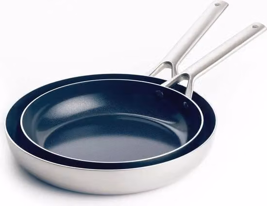 Impasto Antiaffondamento Set di Padelle 24 cm e 28 cm - Acciaio Inossidabile, Senza PFAS, Induzione, Resistente al Lavastoviglie