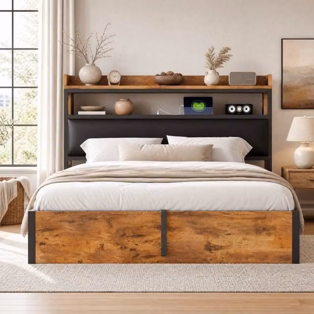 Letto contenitore 180x200 cm con alzata idraulica; testiera imbottita e USB; metallo e legno; nero