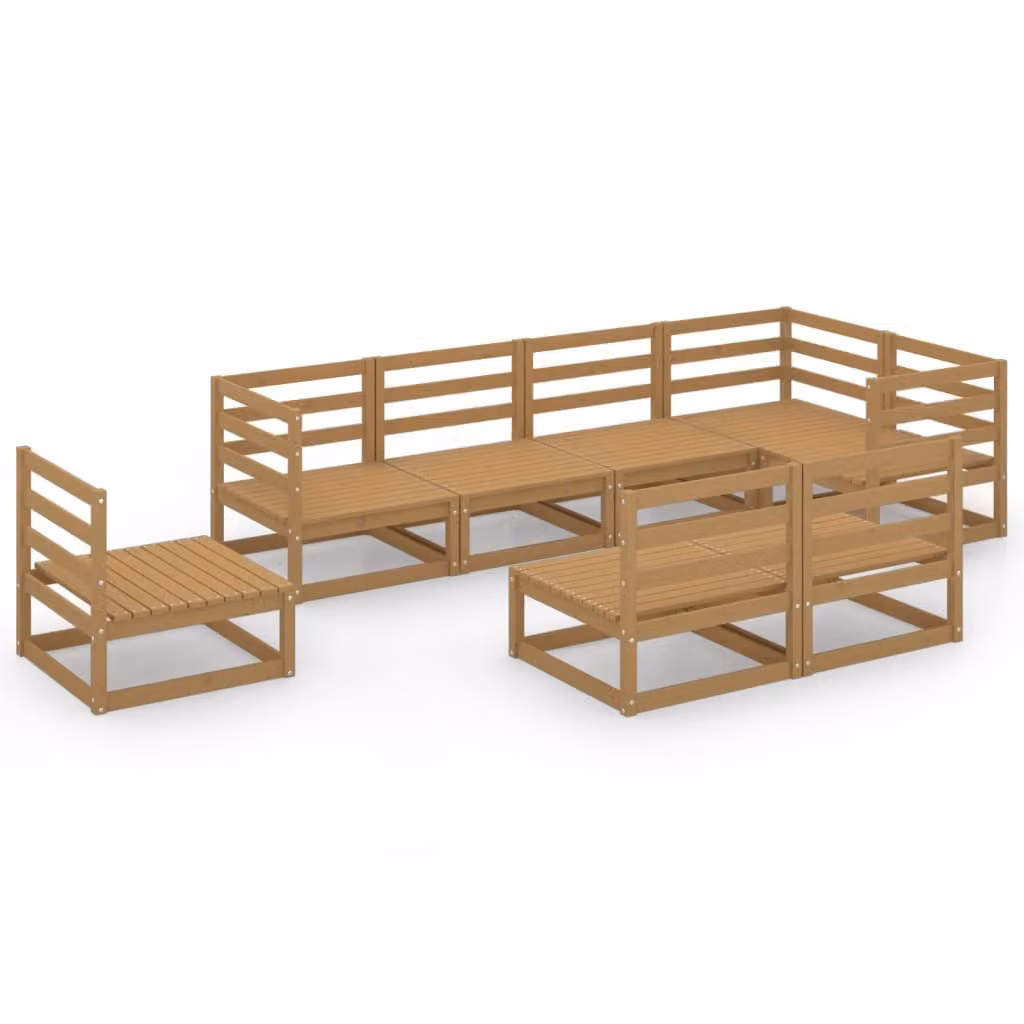 Set Salotto da Giardino 8pz Marrone Ambra Legno Massello Pino