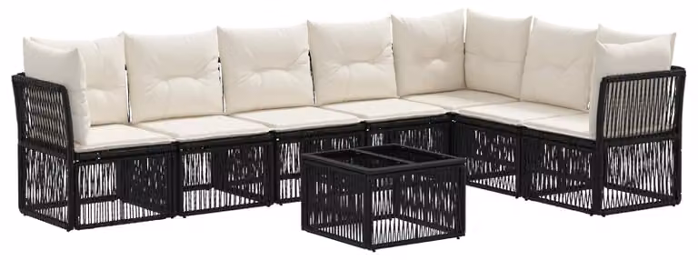 Set Divano da Giardino 8 pcs Nero polyrattan