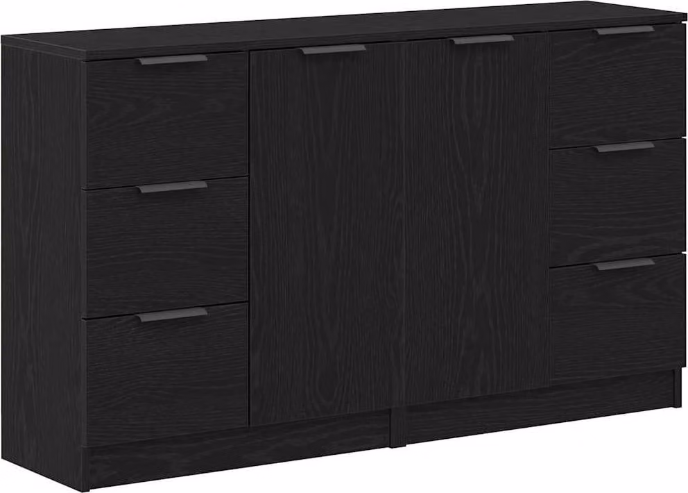 Credenza Rovere Nero 120 x 30 x 70 cm Legno multistrato