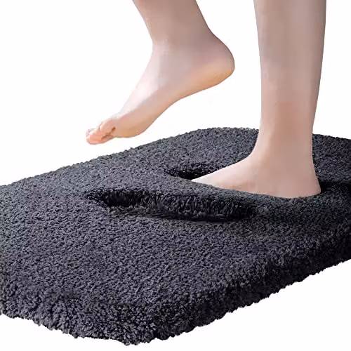 ROLIZOE Tappeto da bagno ultra spesso antiscivolo tappetino da bagno altamente assorbente tappetino da bagno super morbido tappeto da comodino in microfibra 50 x 80 cm, nero