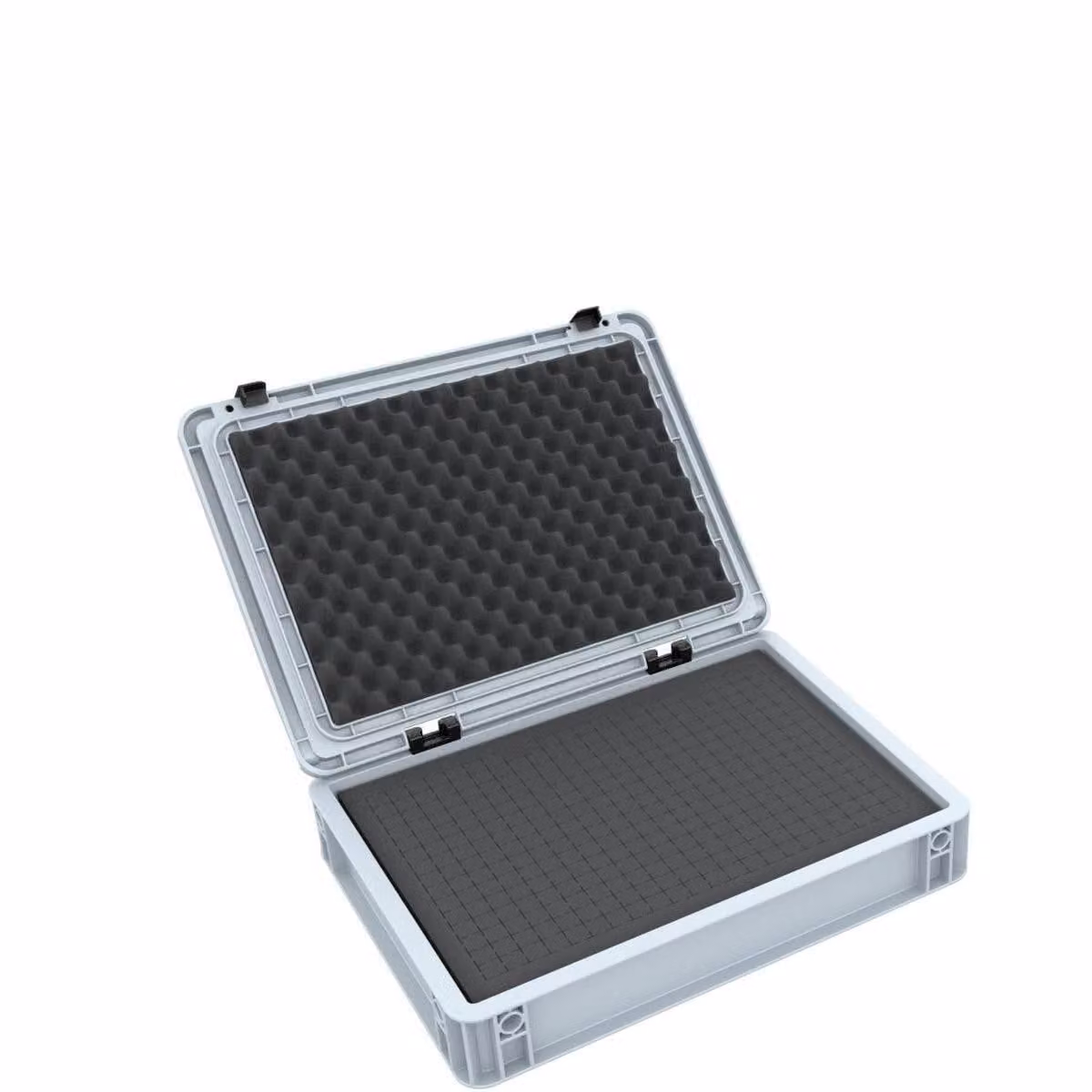 Set Eurobox 400x300x90 mm con coperchio incernierato e schiuma