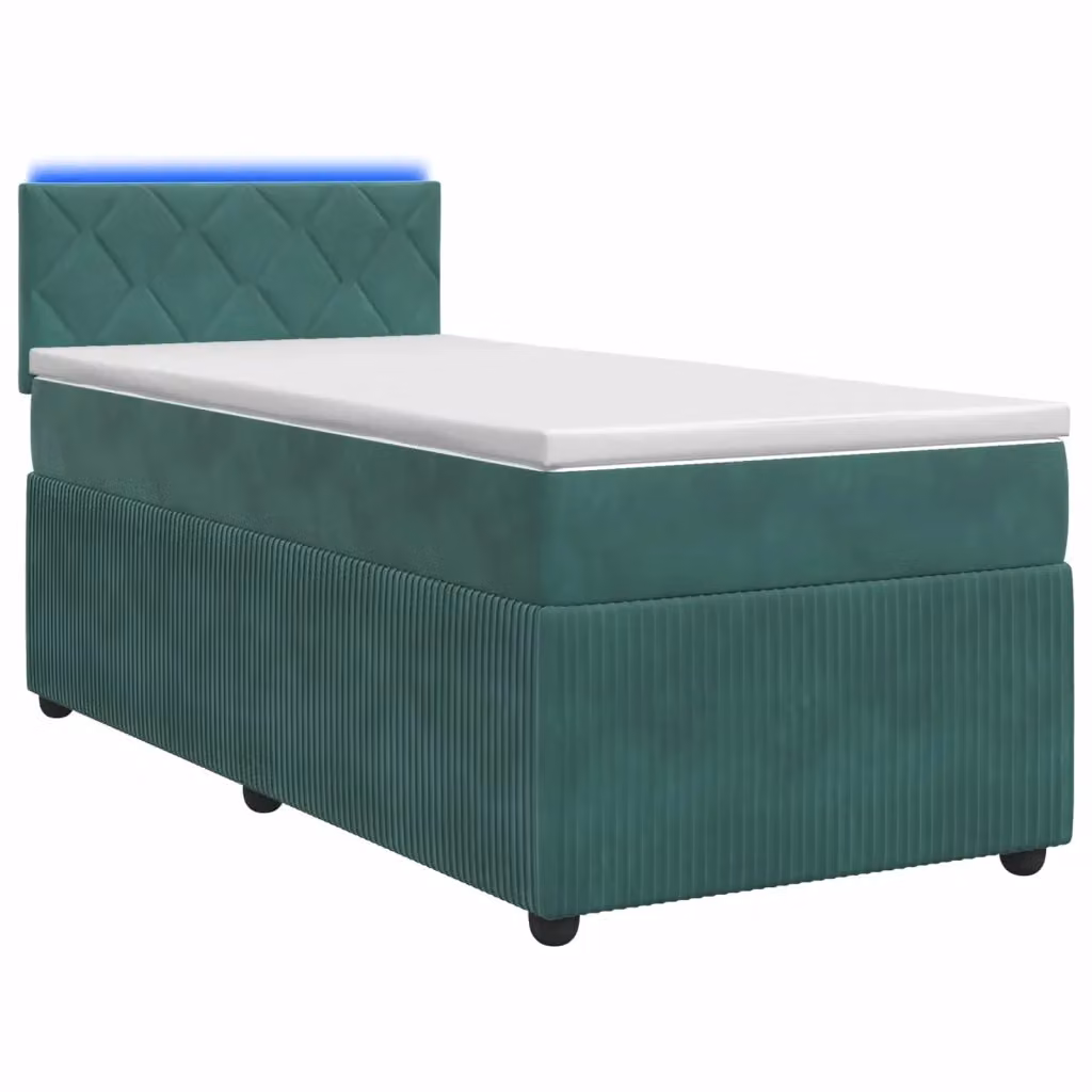 Letto box spring con materasso ibrido vidaXL in velluto verde, L 90 x P 190 cm – 2
