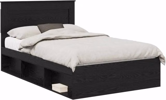 Letto matrimoniale | Letto per adulti | Struttura del letto Nero 120 x 190 cm Pino massello