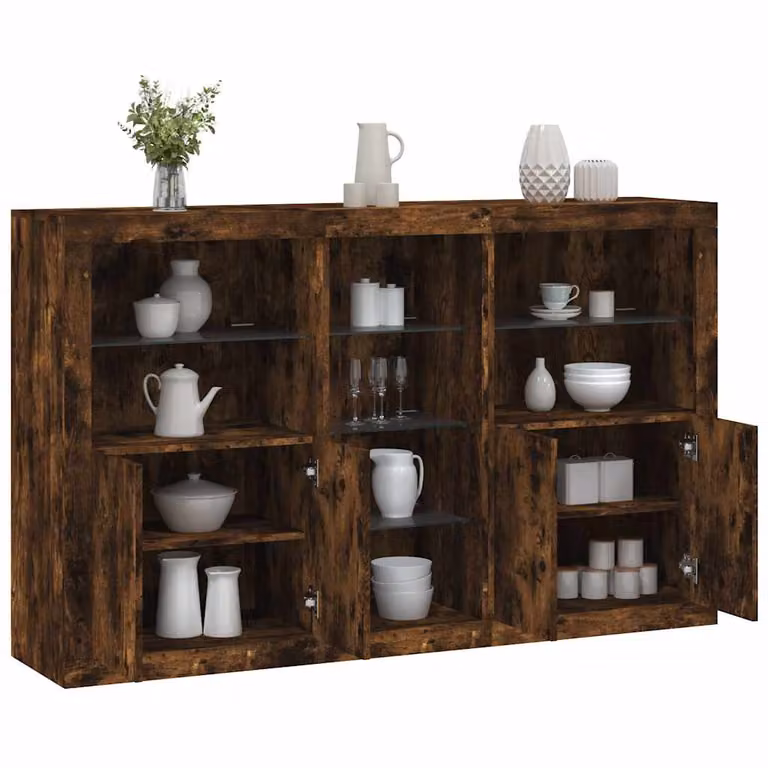 Credenza moderna vidaXL con luci LED in rovere fumo marrone L: 162 cm, P: 37 cm, H: 100 cm