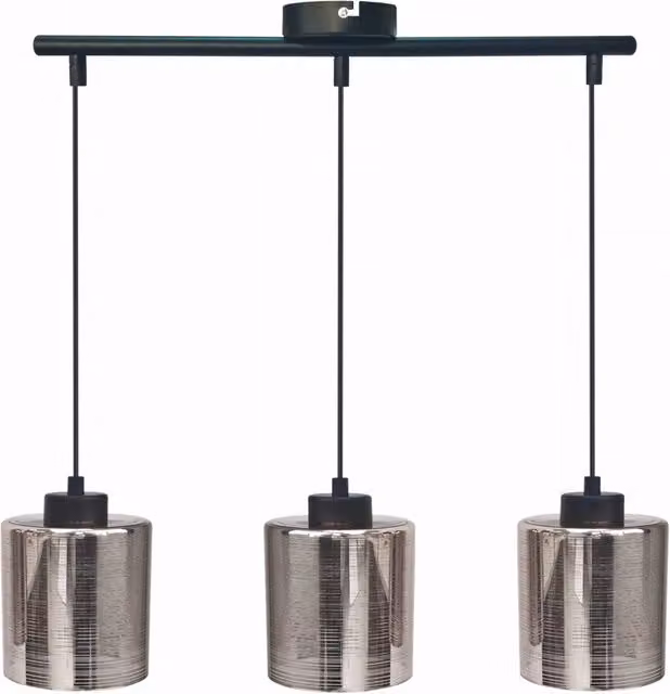 Lampadario a sospensione Candellux COX 33-53886 moderno in metallo e vetro nero e cromo con 3 x E27 e altezza regolabile