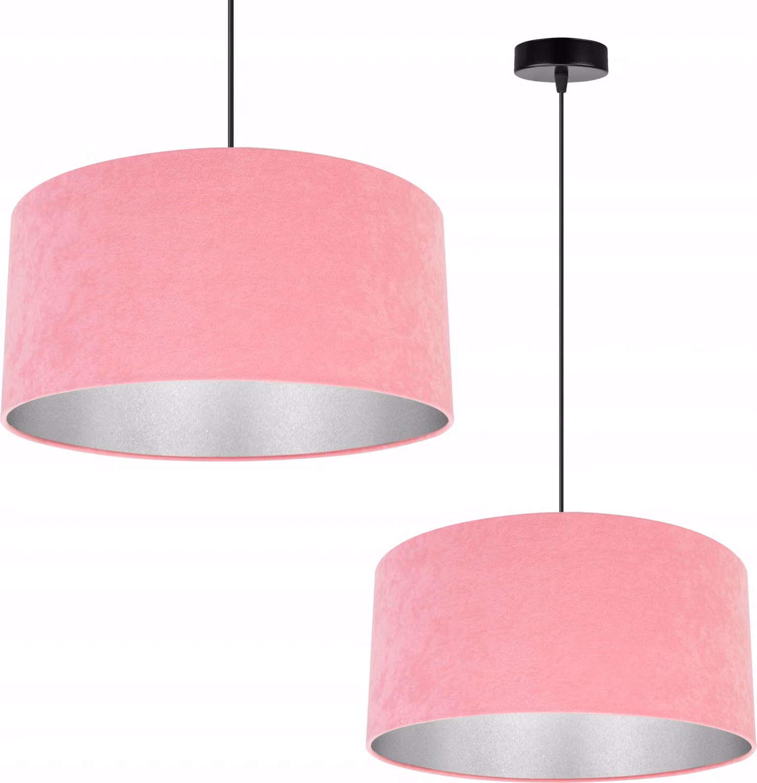 Lampada a sospensione, lampadario da soffitto, cromo, paralume in velluto