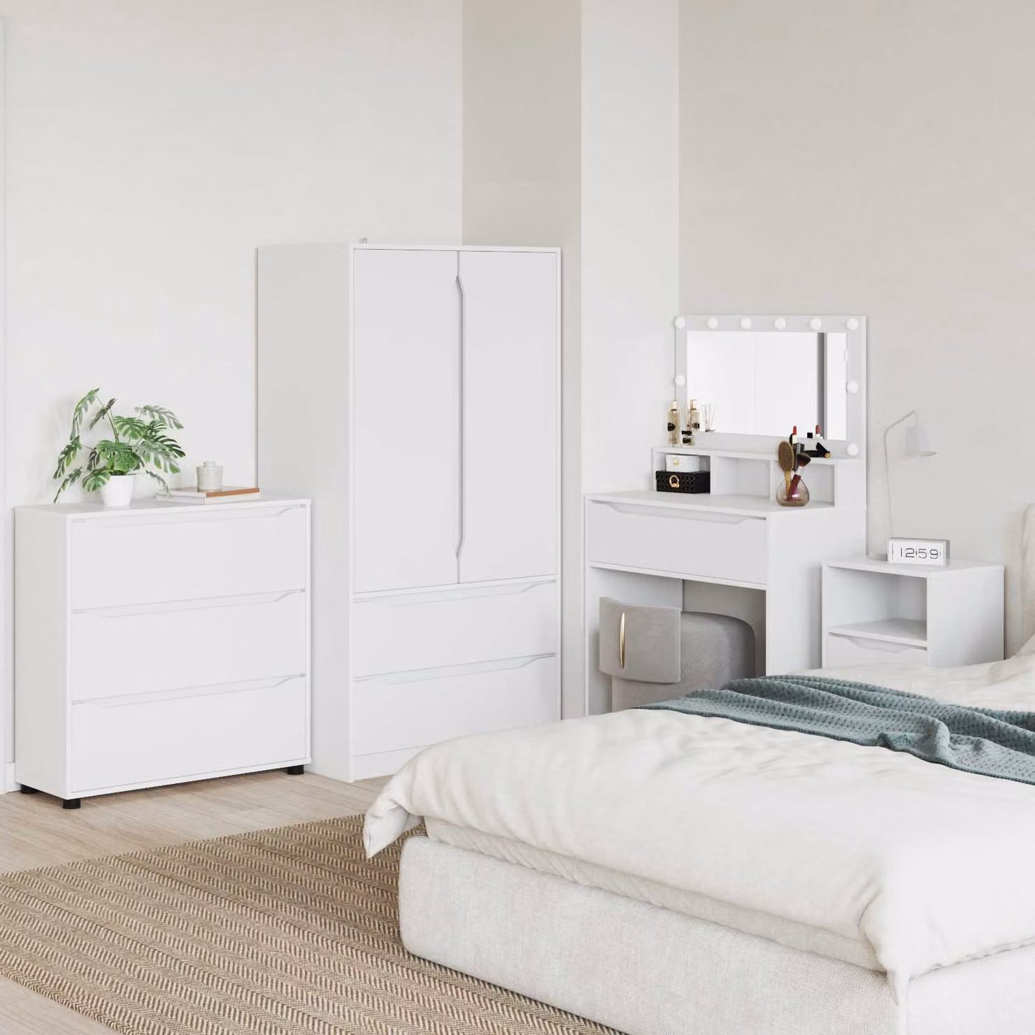 Armadio vidaXL Bianco con Ante a Battente e Cassetti Interni in MDF L 80 x P 31 x H 81 cm