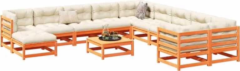 Maison Exclusive - Set Divani da Giardino 12pz Marrone Cera Legno Massello di Pino